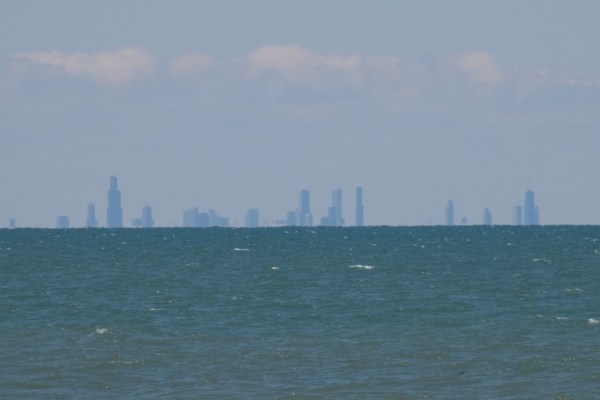 auf die entfernte Skyline Chicagos